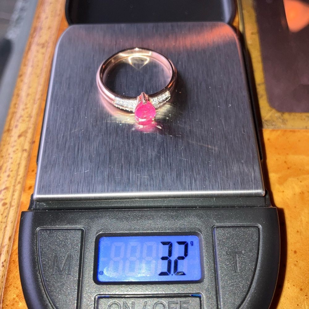 Natural Pink Sapphire Moissanite Sterling Silver Cocktail Ring Size 11 - Picture 9 of 9